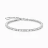 Cheap Tennisarmband mit weißen Steinen Silber Damen Armbänder