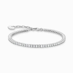 Cheap Tennisarmband mit weißen Steinen Silber Damen Armbänder