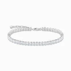 Fashion Tennisarmband mit weißen Steinen Silber Damen Armbänder