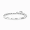 Discount Tennisarmbandmit weißen Steinen Silber Damen Armbänder