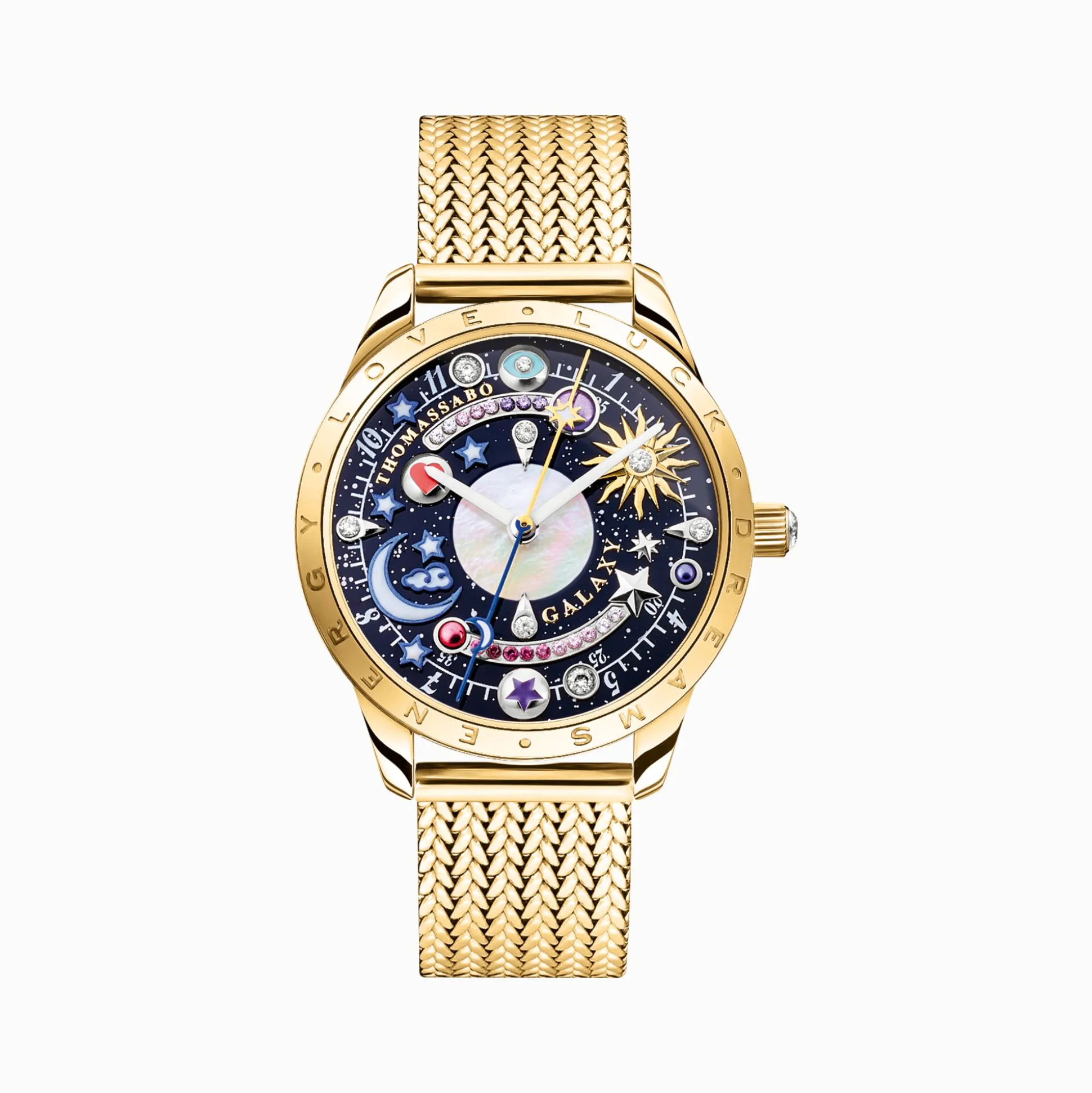 Best Uhr Cosmic Amulet mit Zifferblatt in Dunkelblau gelbgoldfarben Damen Uhren|Damenuhren