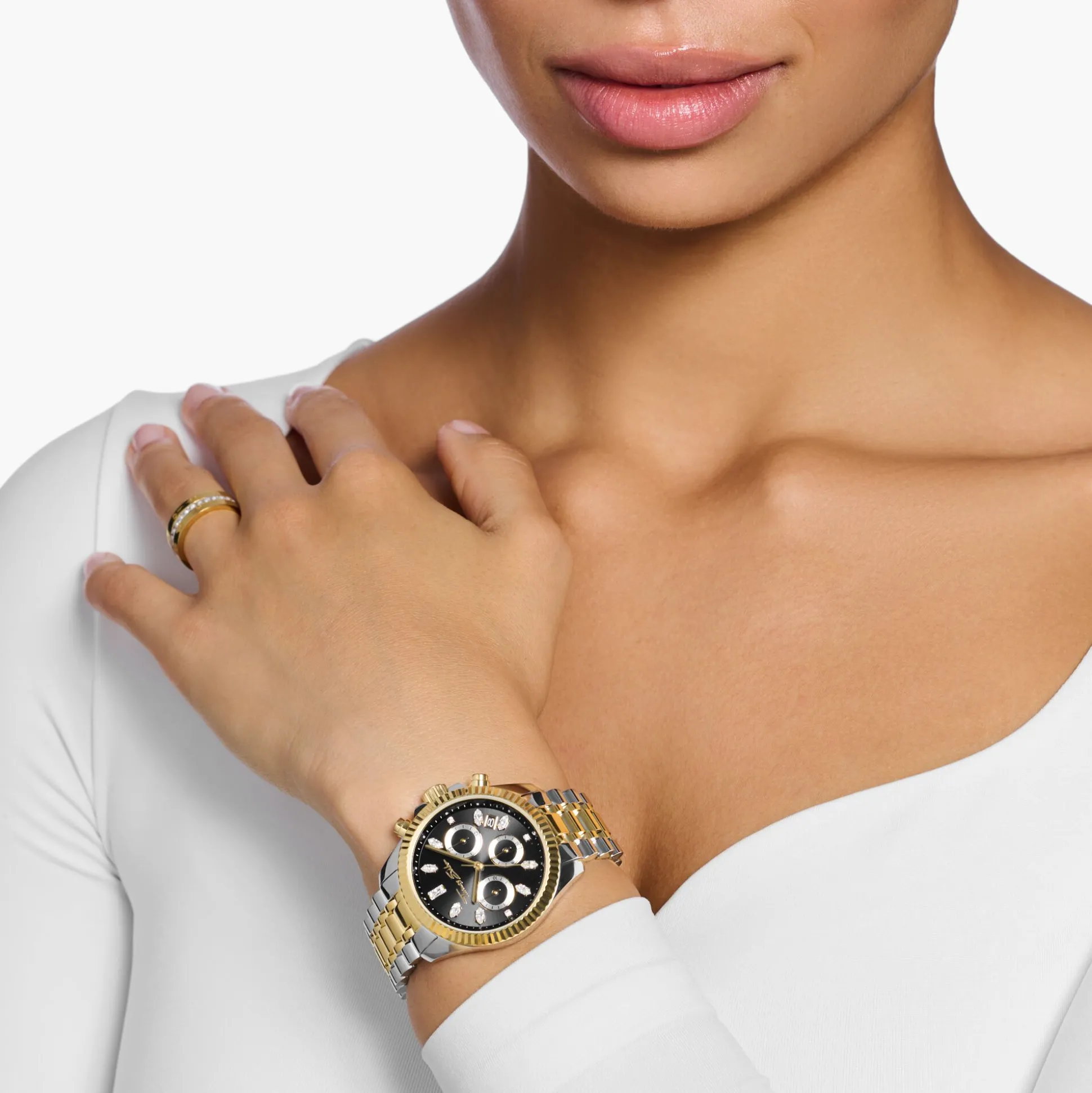 Store Uhr Divine Chrono mit Zifferblatt in Schwarz gelbgoldfarben Damen Uhren|Damenuhren